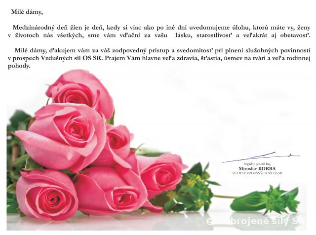 Pozdrav veliteľa VzS k Medzinárodnému dňu žien