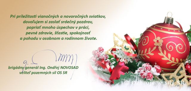 Vianočný pozdrav veliteľa PS OS SR 